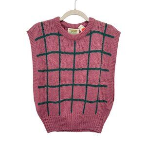 80s Vintage Tilbury Sweater Size Small Crewneck Pink Green Staple Deadstock NEW